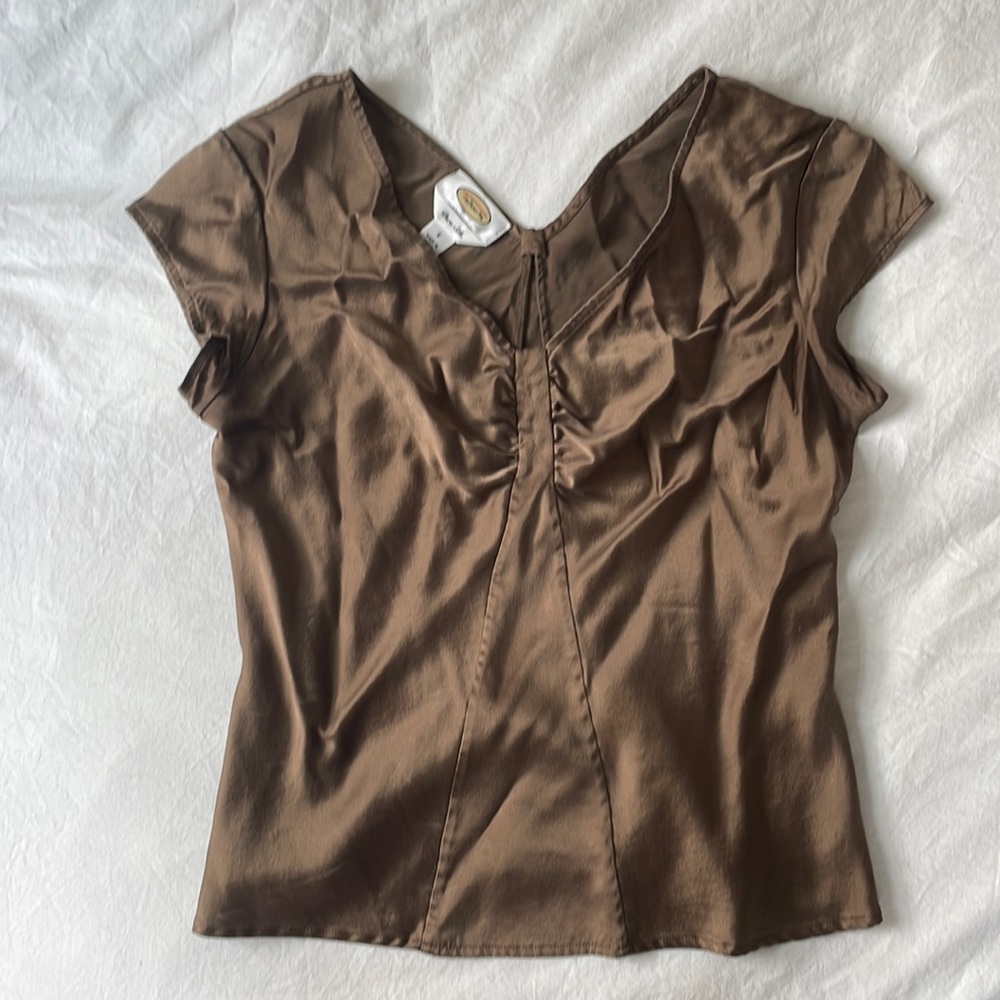 Brown silk Talbots blouse
